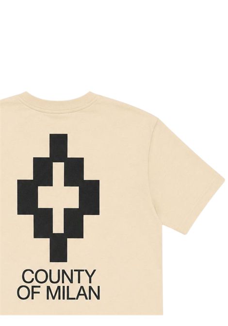 Cream cotton T-shirt for children MARCELO BURLON | JBTH049PANNA
